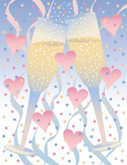 Champagne Celebration with Hearts