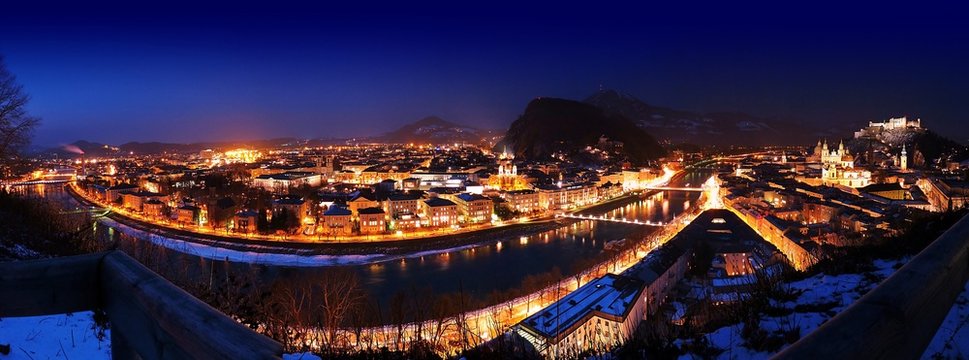 Salzburg Panorama Altstadt Nacht