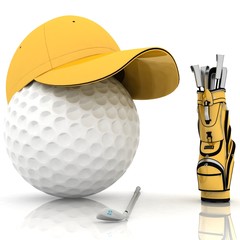 belonging for playing golf on a white background
