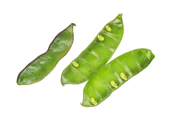 Green bean Pods On White Background