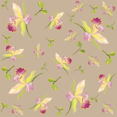 Fototapeta na wymiar Retro floral background. Orchids.