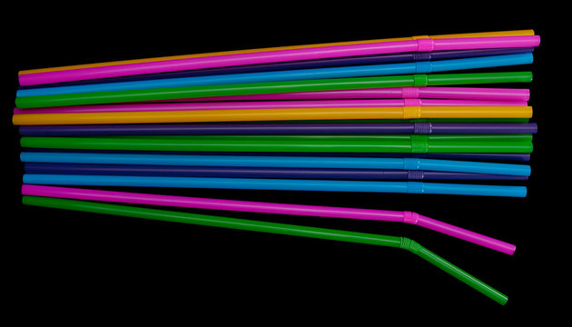 Bendy Drinking Straws Isolated On Black