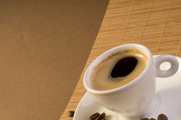 Espresso coffee with coffee beans