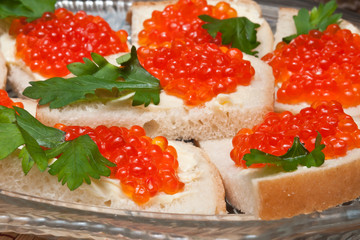 Sandwich with caviar