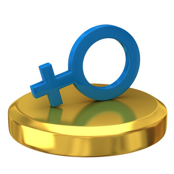 Female symbol on gold podium