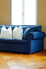 Blue sofa angle