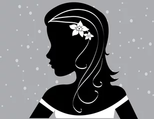 Crédence de cuisine en verre imprimé Femme fleurs femmes abstraites illustration vecteur silhouette tête cheveux