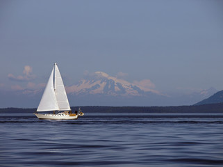 Fototapeta premium Sailing Past Mount Baker