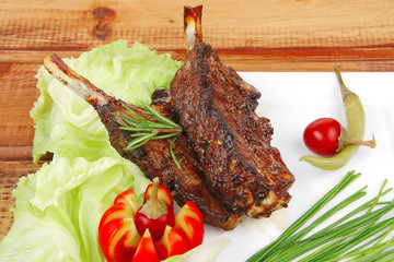 meat plate on wooden table