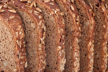 Sliced bread with sunflower seeds