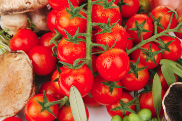 cherry tomato with mushroom and olives