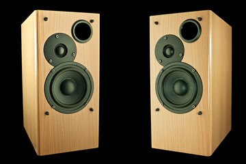 Two speakers on a black background