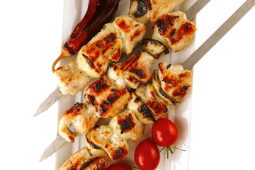 grilled pork shish kebab