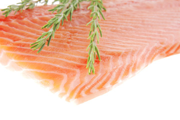 big salmon fillet with rosemary