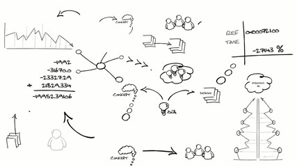 Black and white brainstorming sketch drawing animation