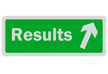 Photo realistic 'results' sign, isolated on white