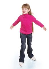 Young girl figure skating. Isolated.