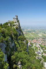 Fototapeta na wymiar First Tower Guaita Vertical view at Repubblica di San Marino