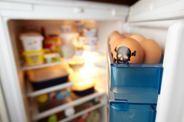 Ei mit Totenkopf im Kühlschrank