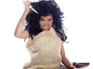 neanderthal with a pointed stick
