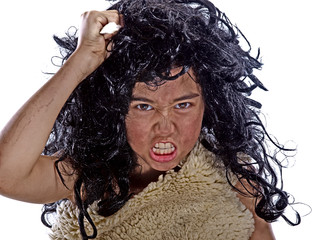 neanderthal with a pointed stick