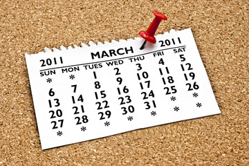 Calendar page March 2011.