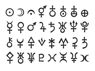 Astrological Signs of Planets (Astrology Symbols set)