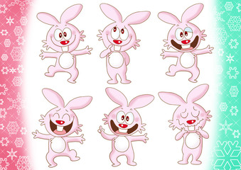 Cute rabbit of different expressions