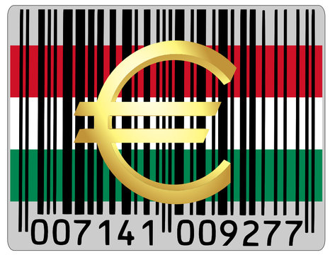 Hungary euro money national emblem currency barcode