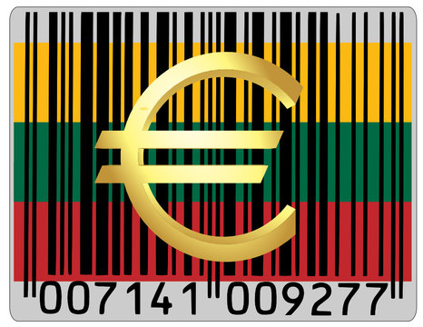 Lithuania euro money national emblem currency barcode