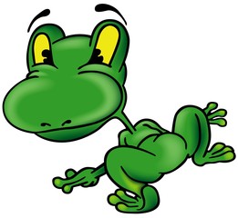 Frog from the Back - colored cartoon illustration