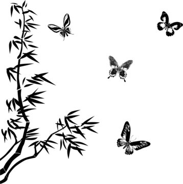 bamboo and butterflies silhouettes