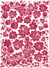 floral rosy design on white