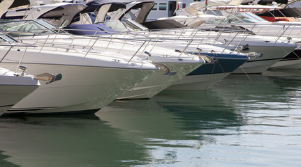 Moored motorboats
