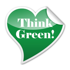 Pegatina corazon Think Green! con reborde