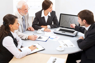 Fototapeta premium Modern business people work at a seminar