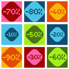 Pictogrammes soldes multicolore