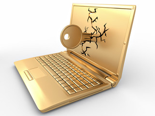 Password hacked. Key in laptop
