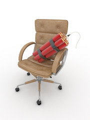 Dismissal of manager. Dynamit on office armchair