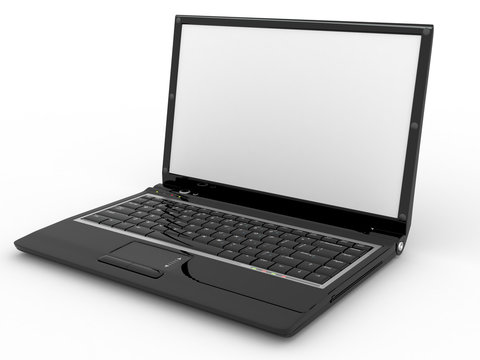Opened laptop on white isolated background