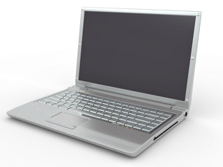 Opened laptop on white isolated background.