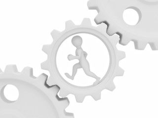 Men in gear on white isolated background