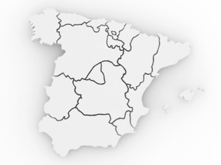 Three-dimensional map of Spain. 3d