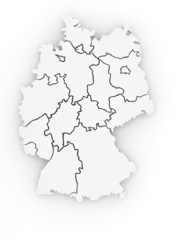 Fototapeta na wymiar Three-dimensional map of Germany. 3d
