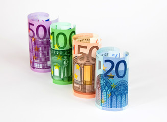 Euro banknotes.