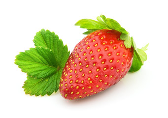 Fresh strawberry with leaves