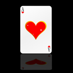 ace heart card on black backgorund