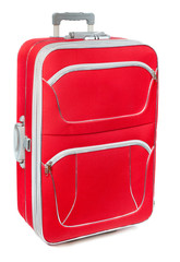 Red travel case isolated on the white