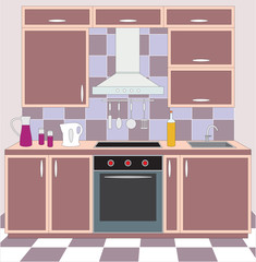 Kitchen furniture. Interior.