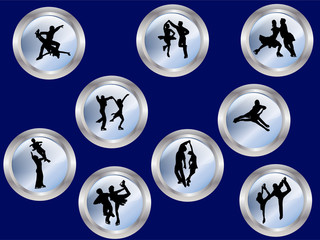 collection of couples ice skating - vector